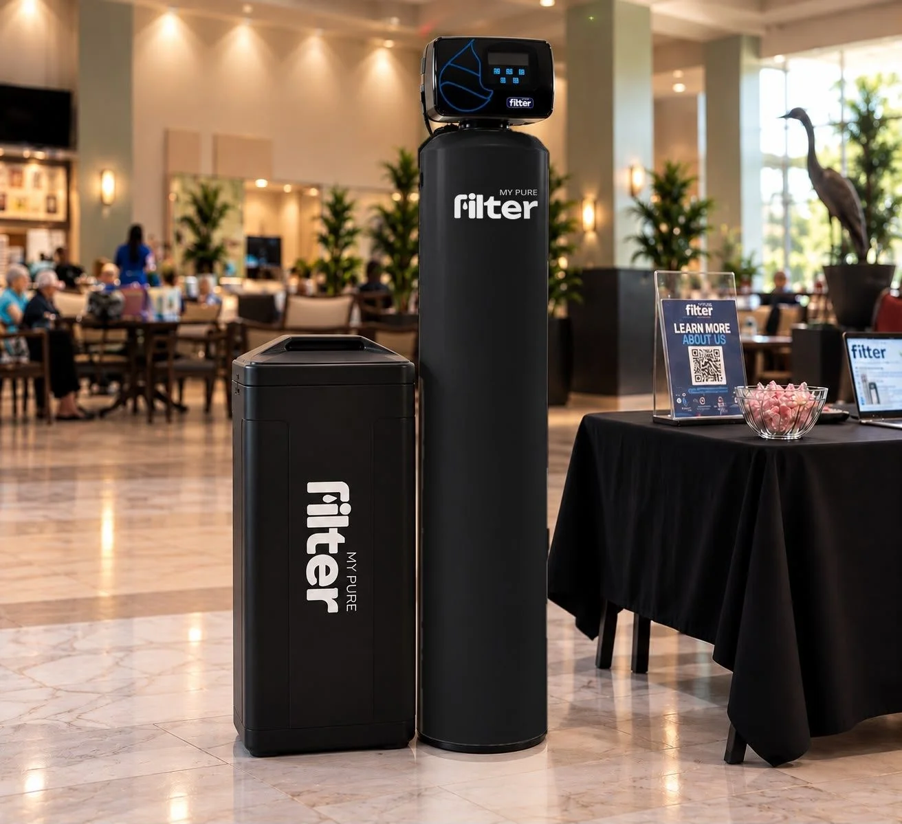Whole House My Pure Filter con tanque de sal, en un evento de la marca